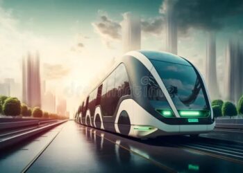 Futuristic Public Transportation. Electric Autonomus Public Transport ...